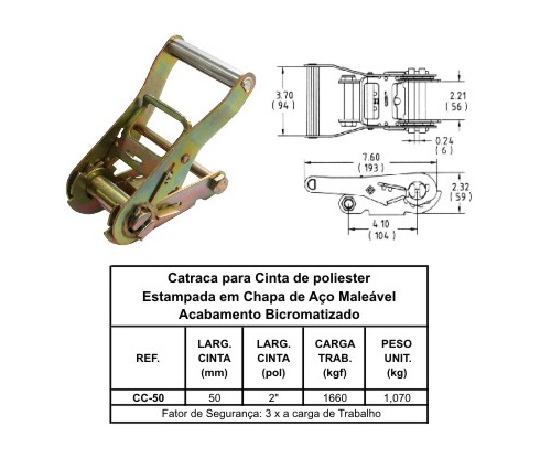 Catraca Para Cinta de Polister - 50mm 